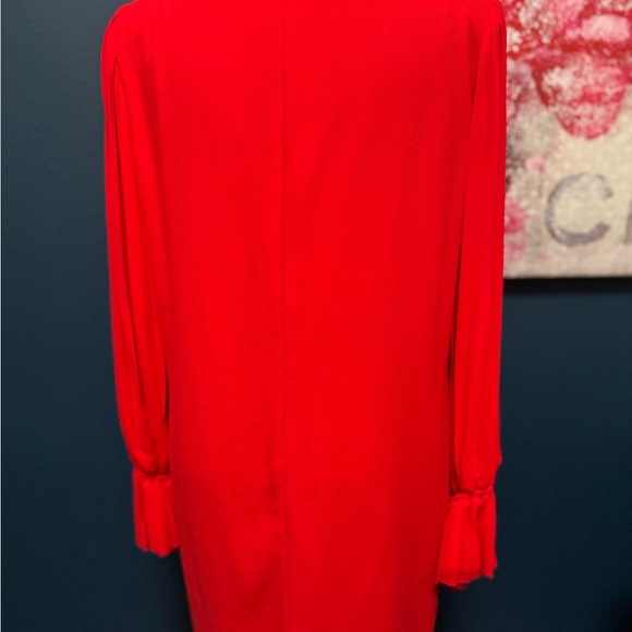 Bill Blass Vintage  Red Sheath Dress with Pleated Sleeves - Picture 5 of 12